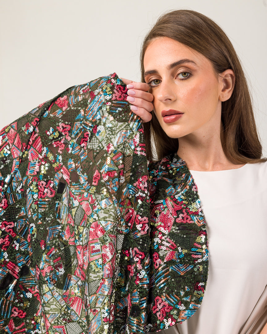 سترة سهرة وشاح أسود