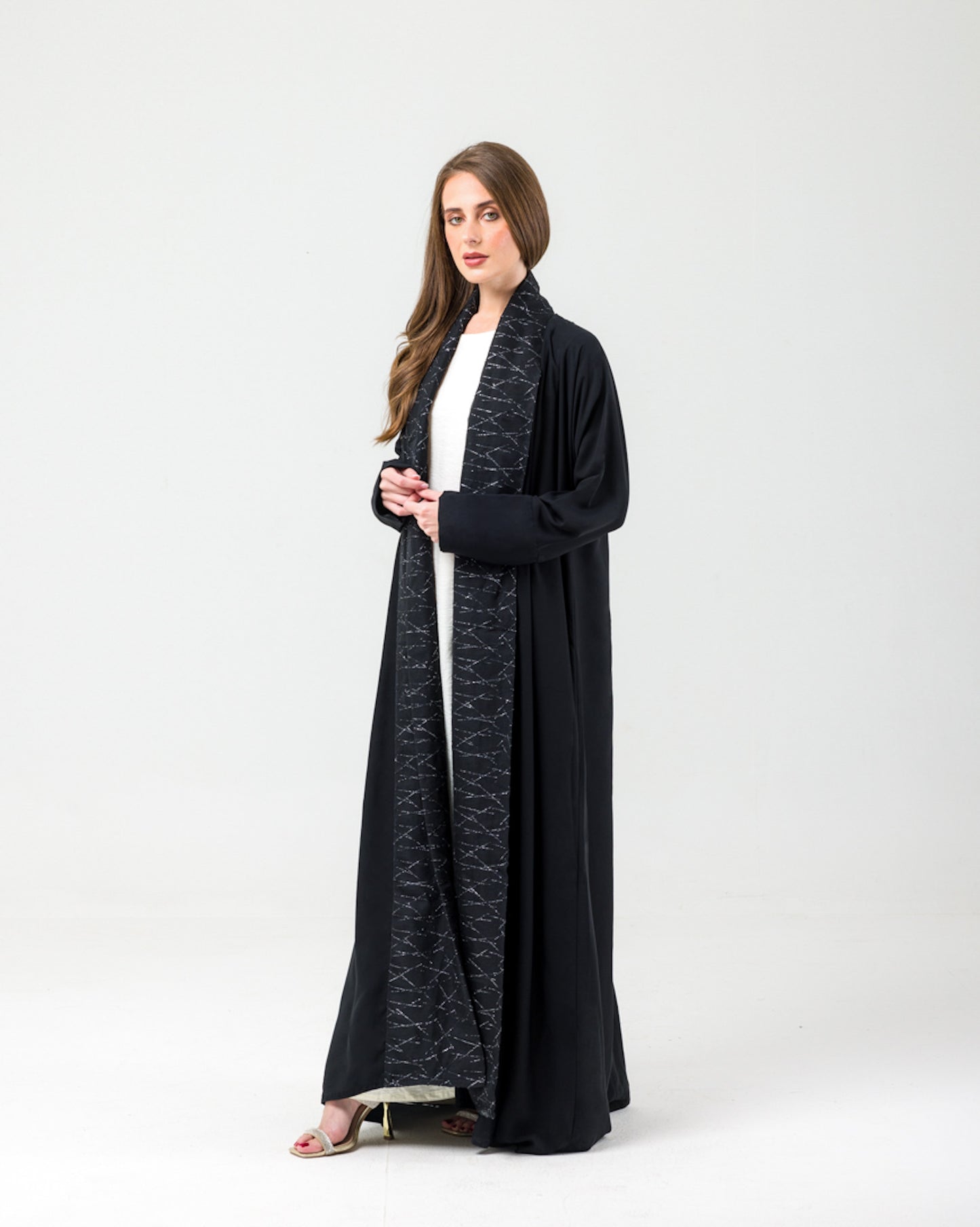 Black Abaya with Sliver embroidery