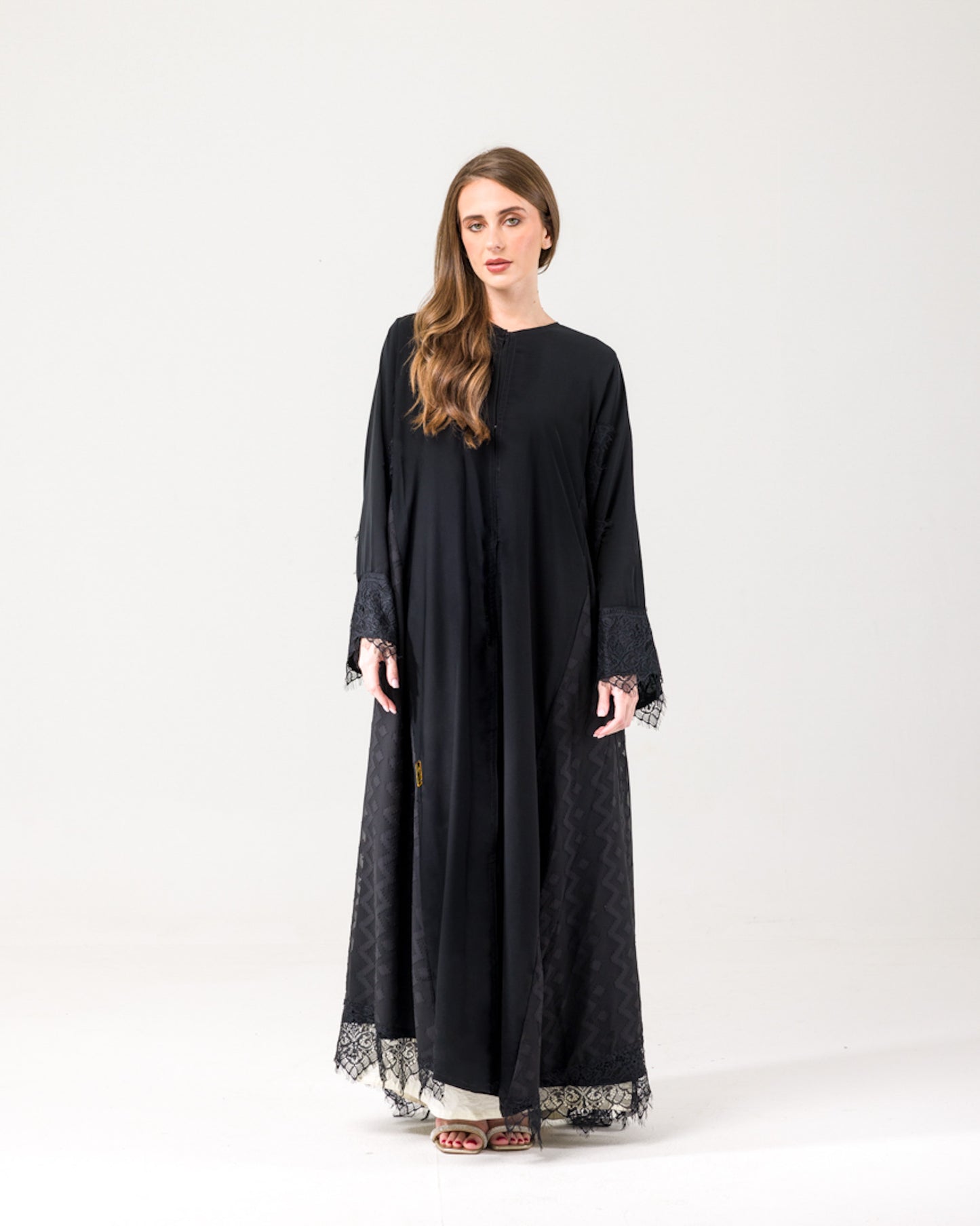 Black Abaya Indian chiffon with lace