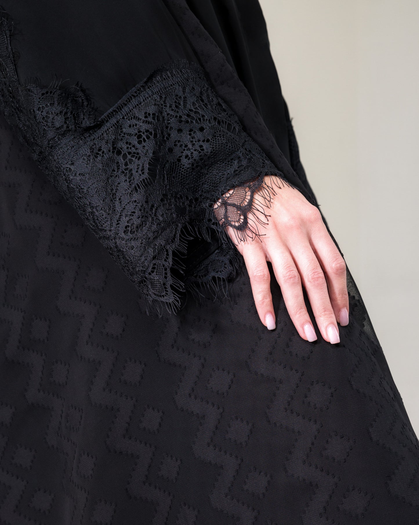 Black Abaya Indian chiffon with lace