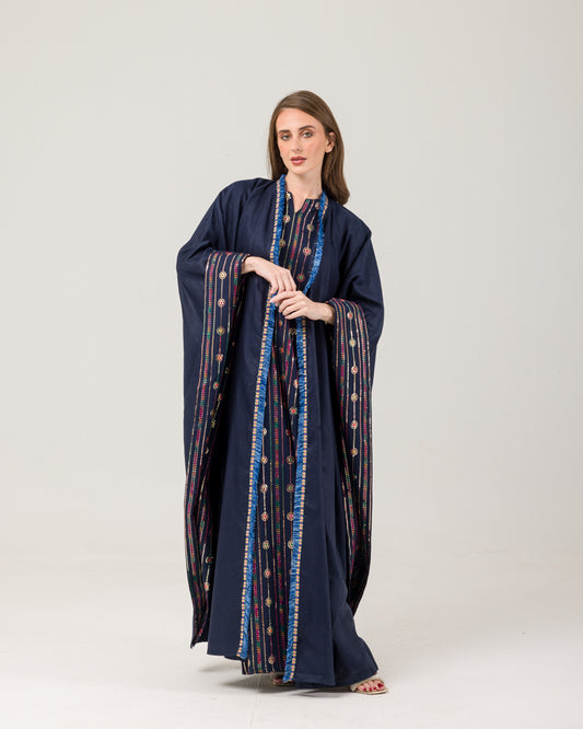 Navy linen Abaya with dress